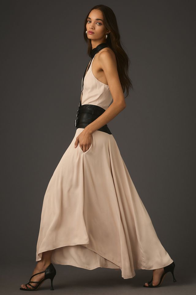 Maeve Draped Tie-Neck Midi Dress #3