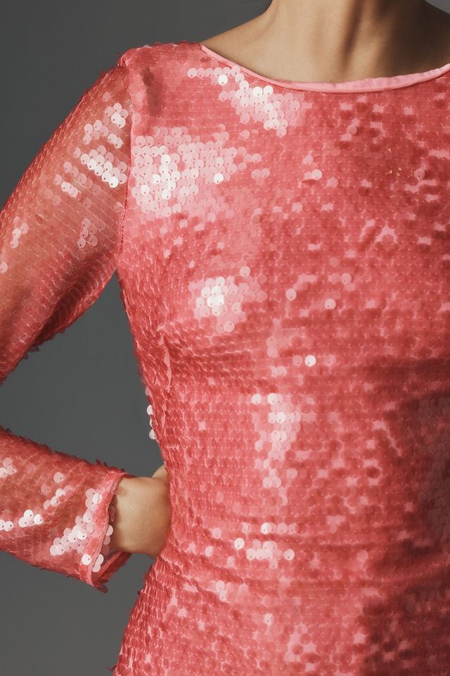 By Anthropologie Sequin Drape-Back Mini Dress #3