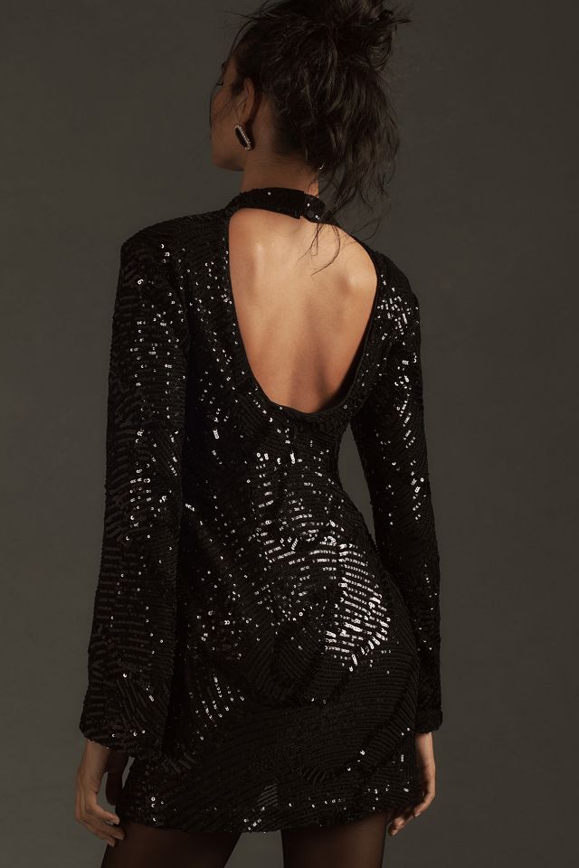 Abito Mini con Paillettes a Collo Alto e Maniche Lunghe di Anthropologie #1