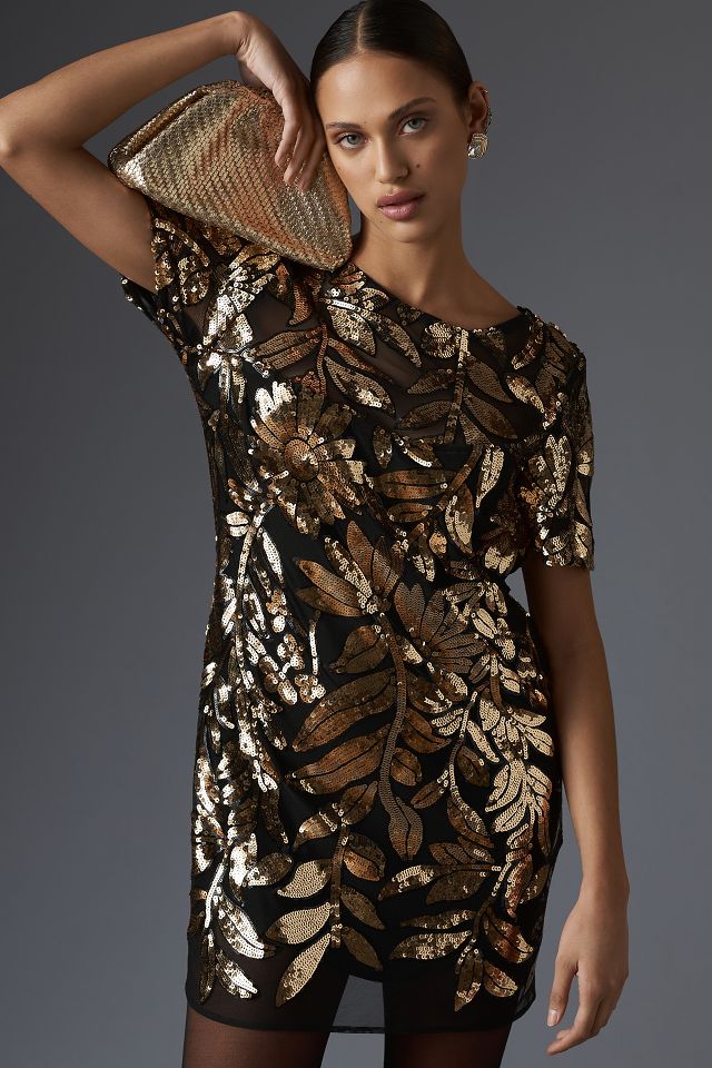 Anthropologie 2025 gold dress