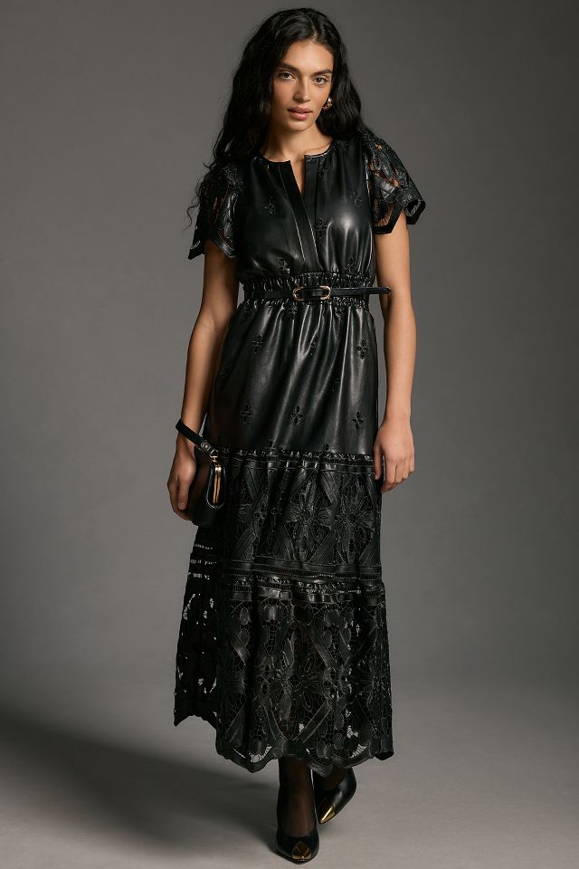 Leather on sale maxi dress