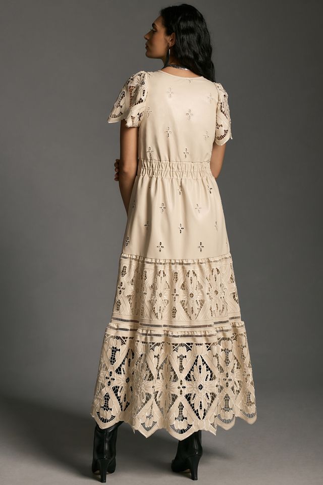 The Somerset Maxi Dress: Faux Leather Embroidered Edition #1