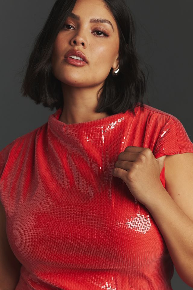 The Maya Ruched Cowl-Neck Dress: Sequin Mini Edition #5