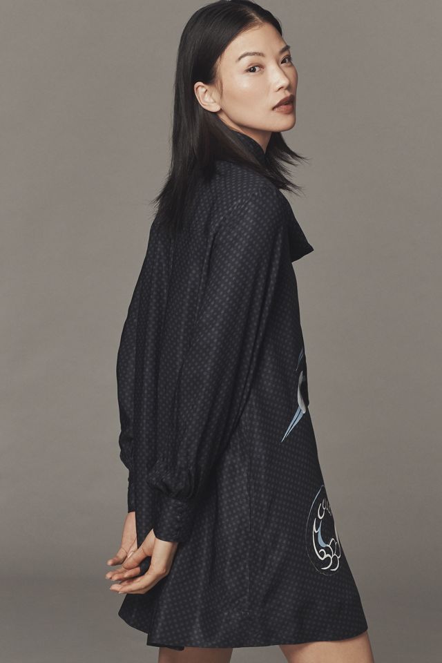The Caroline Long-Sleeve Tie-Neck Mini Dress by Maeve #2