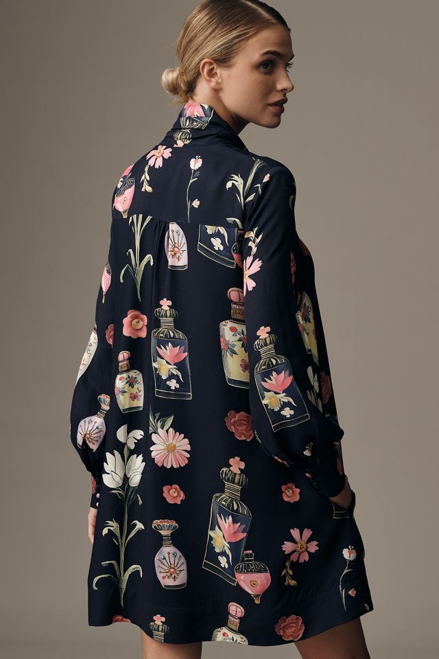 Maeve Langarm-Pussybow Blumen-Minikleid #1