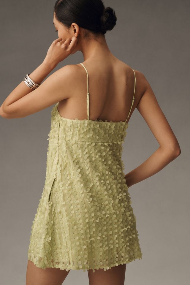 by anthropologie 3d floral embellished mini dress Helsi Structured 3D Floral-Embellished Mini Dress