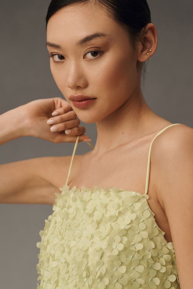 by anthropologie 3d floral embellished mini dress Helsi Structured 3D Floral-Embellished Mini Dress