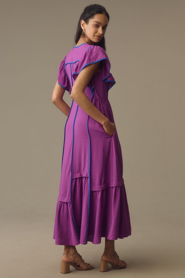 The Mimi Flutter-Sleeve Tipped Midi Dress #1