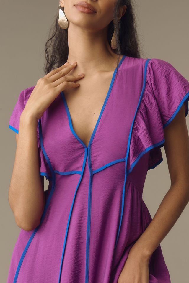 The Mimi Flutter-Sleeve Tipped Midi Dress #3