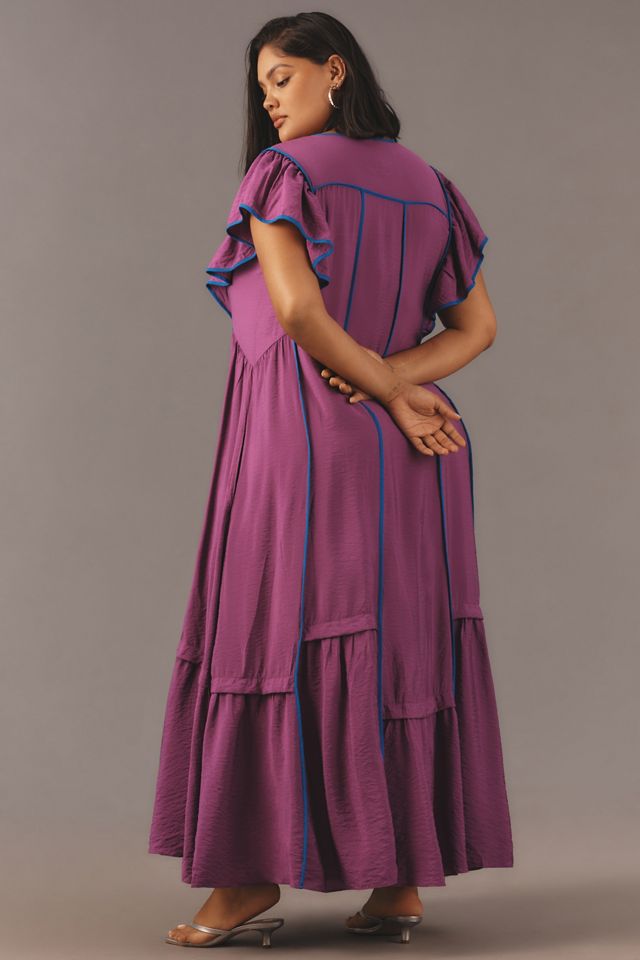 The Mimi Flutter-Sleeve Tipped Midi Dress #6