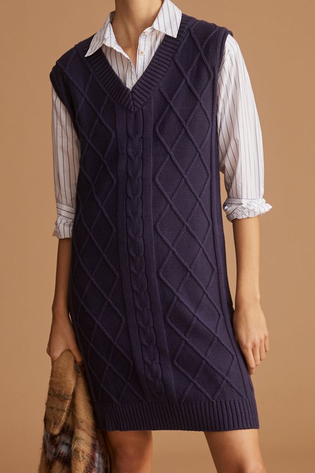 cable knit sweater vest dress Cicy Bell Womens Oversized Sweater Vest Dress V Neck Sleeveless Fall Trendy  Casual Knit Cable Mini Dresses Brown at Amazon Women's Clothing store