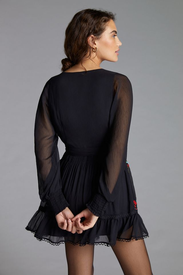 Embroidered Wrap Mini Dress #2