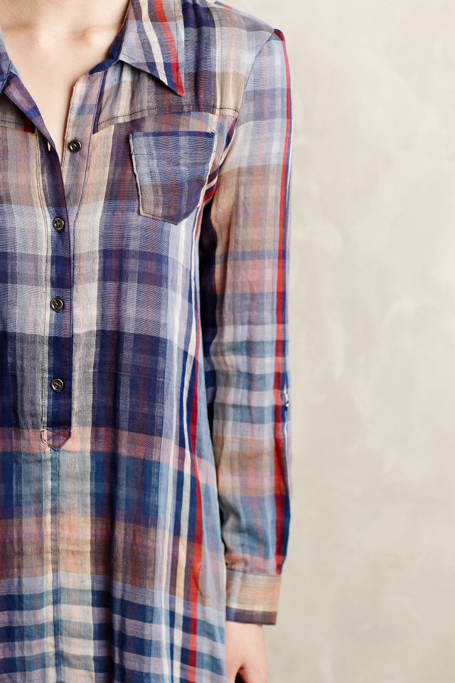 Mixed Plaid Shirtdress #2