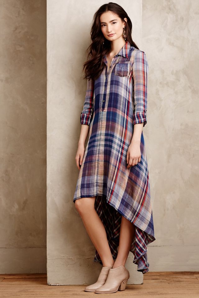 Mixed Plaid Shirtdress #3
