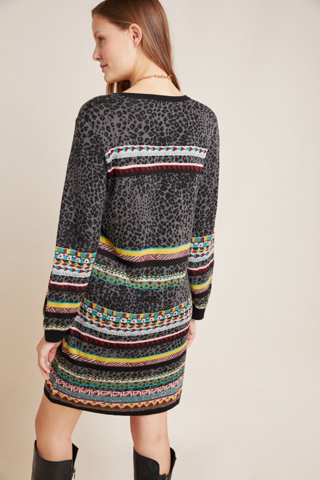 Anna Geometric-Detailed Leopard-Print Jumper Dress #1