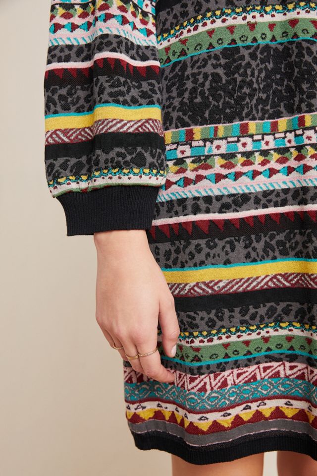 Anna Geometric-Detailed Leopard-Print Jumper Dress #2