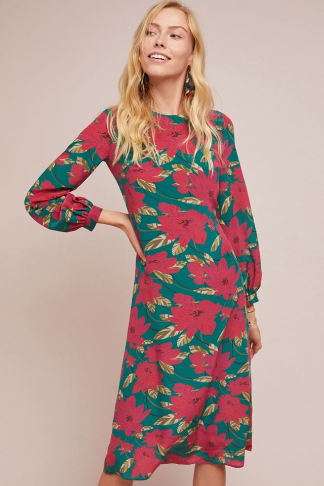 Poinsettia Silk Dress