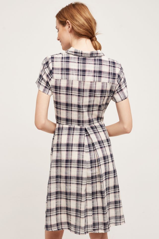Plaid Tie-Waist Shirtdress #1