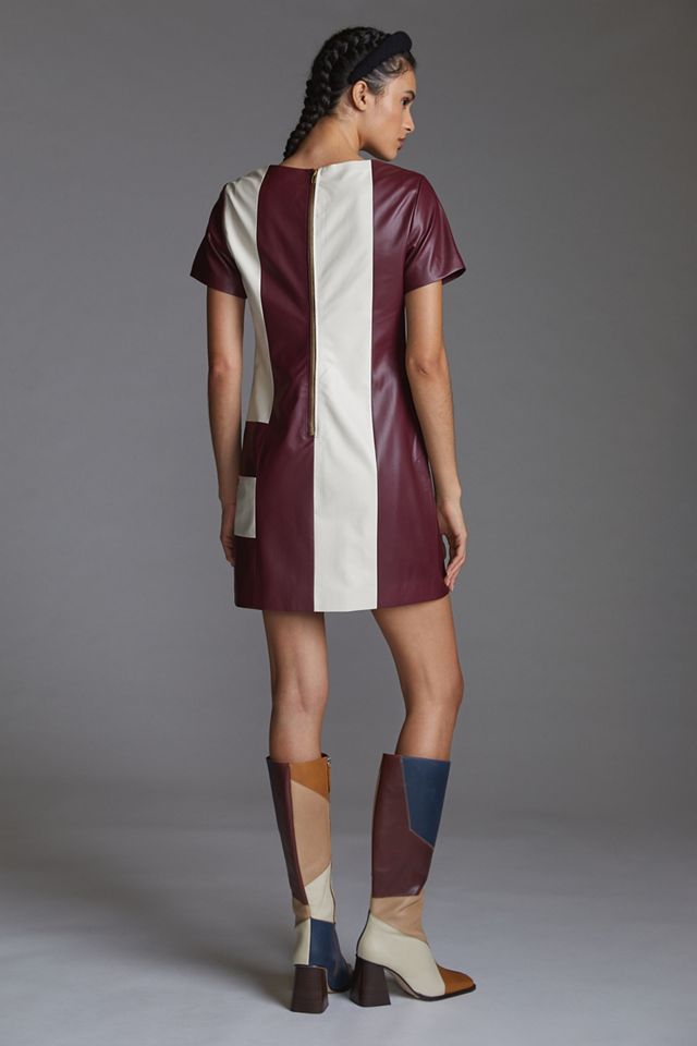 Colorblocked Faux Leather Mini Dress #1