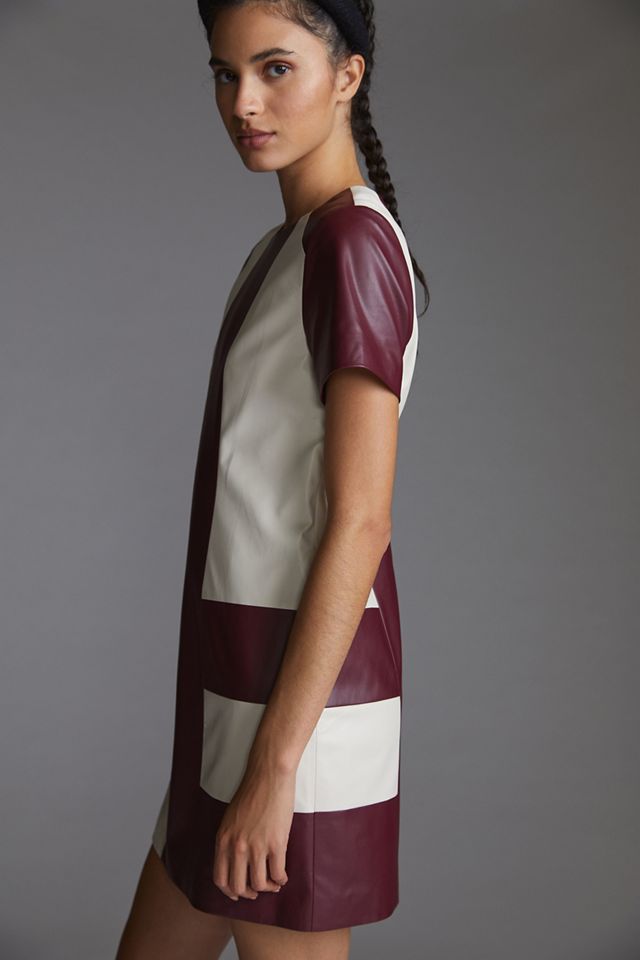 Colorblocked Faux Leather Mini Dress #3