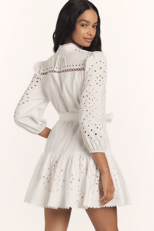 Avec Les Filles Long-Sleeve Eyelet Lace Mini Dress #1