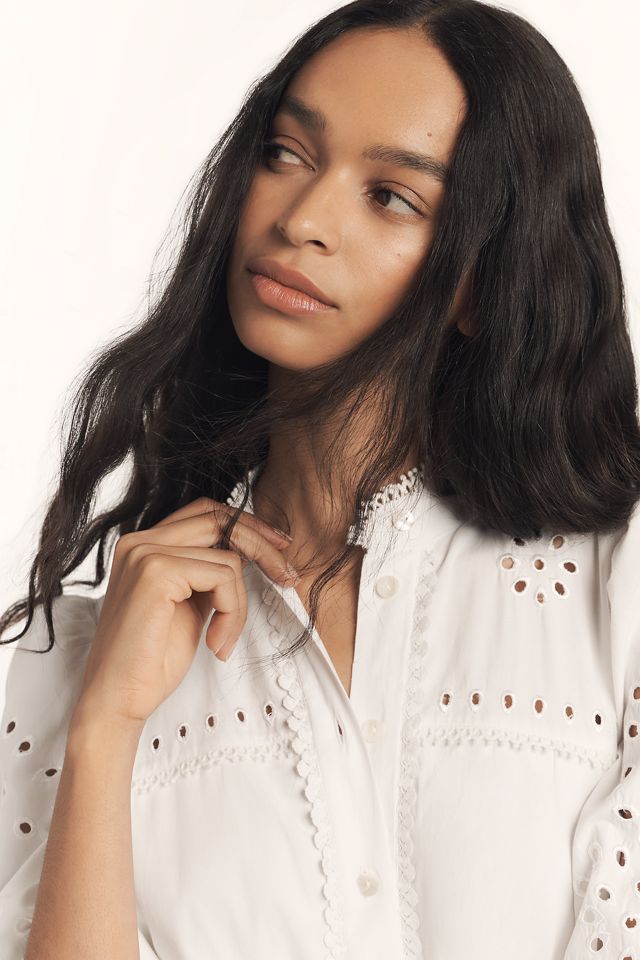 Avec Les Filles Long-Sleeve Eyelet Lace Mini Dress #3