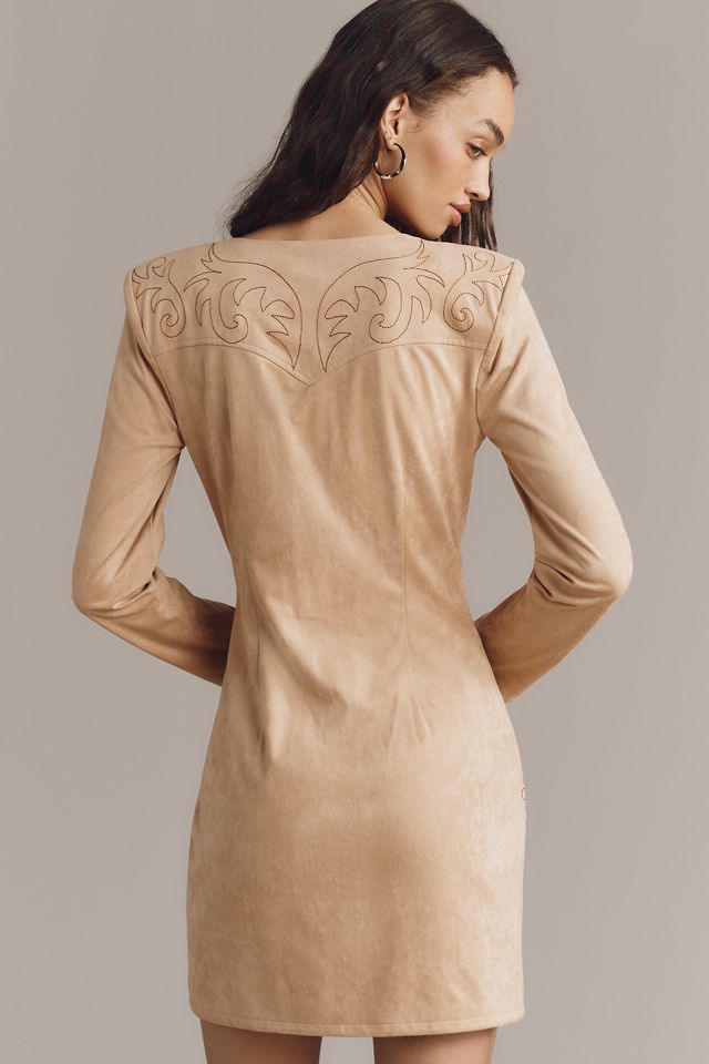 Avec Les Filles Faux-Suede Long-Sleeve Mini Dress #1