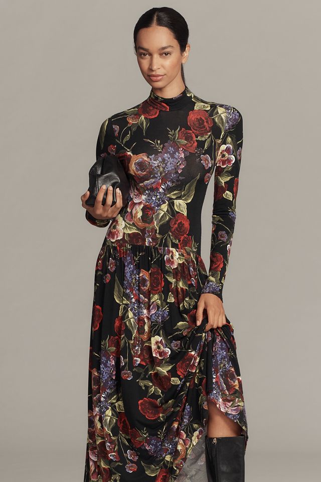 Avec Les Filles Long-Sleeve Mock-Neck Midi Dress #2
