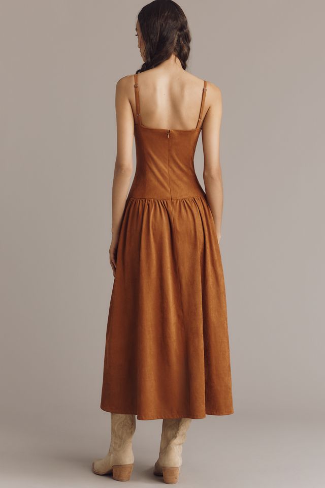 Avec Les Filles Faux-Suede Belted Midi Dress #1