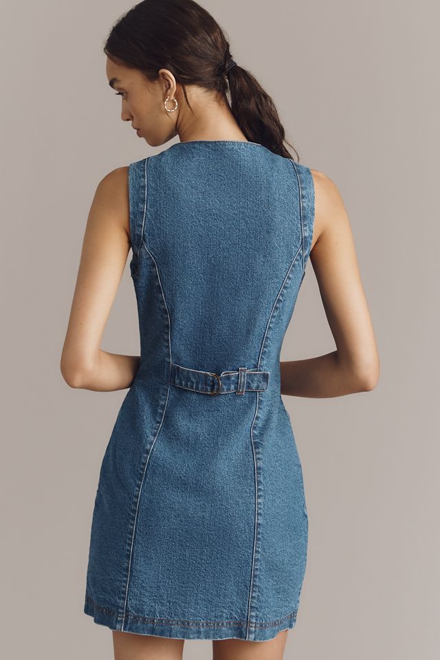 Avec Les Filles Sleeveless Denim Mini Shirt Dress #2