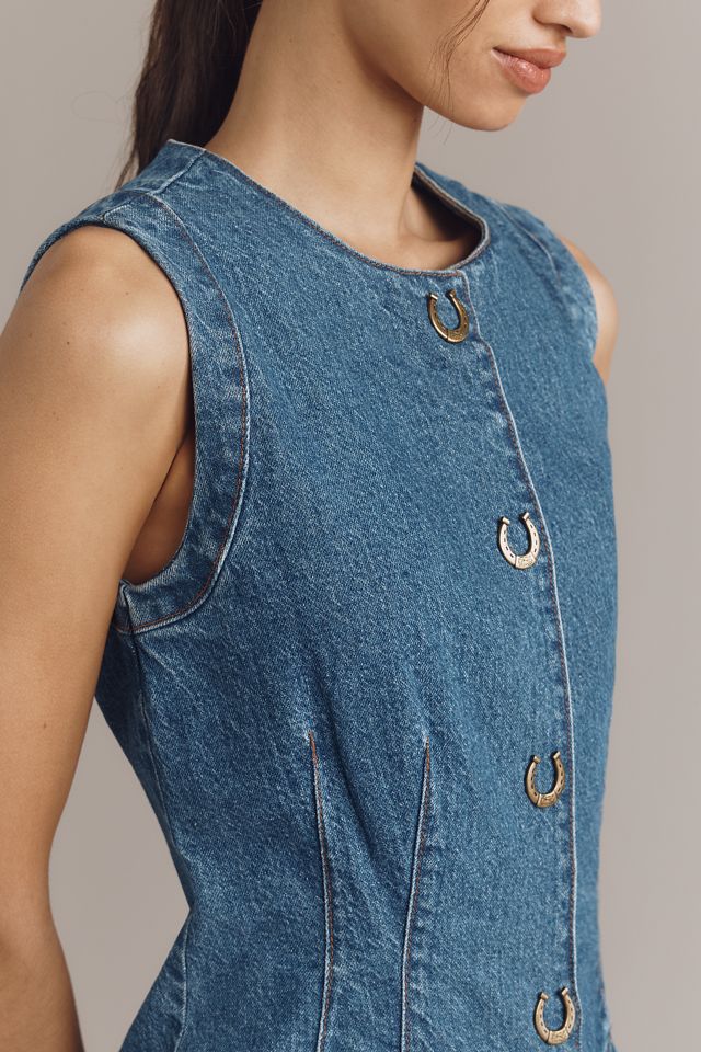 Avec Les Filles Sleeveless Denim Mini Shirt Dress #3
