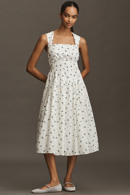 Avec Les Filles Sleeveless A-line Midi Dress In Neutral