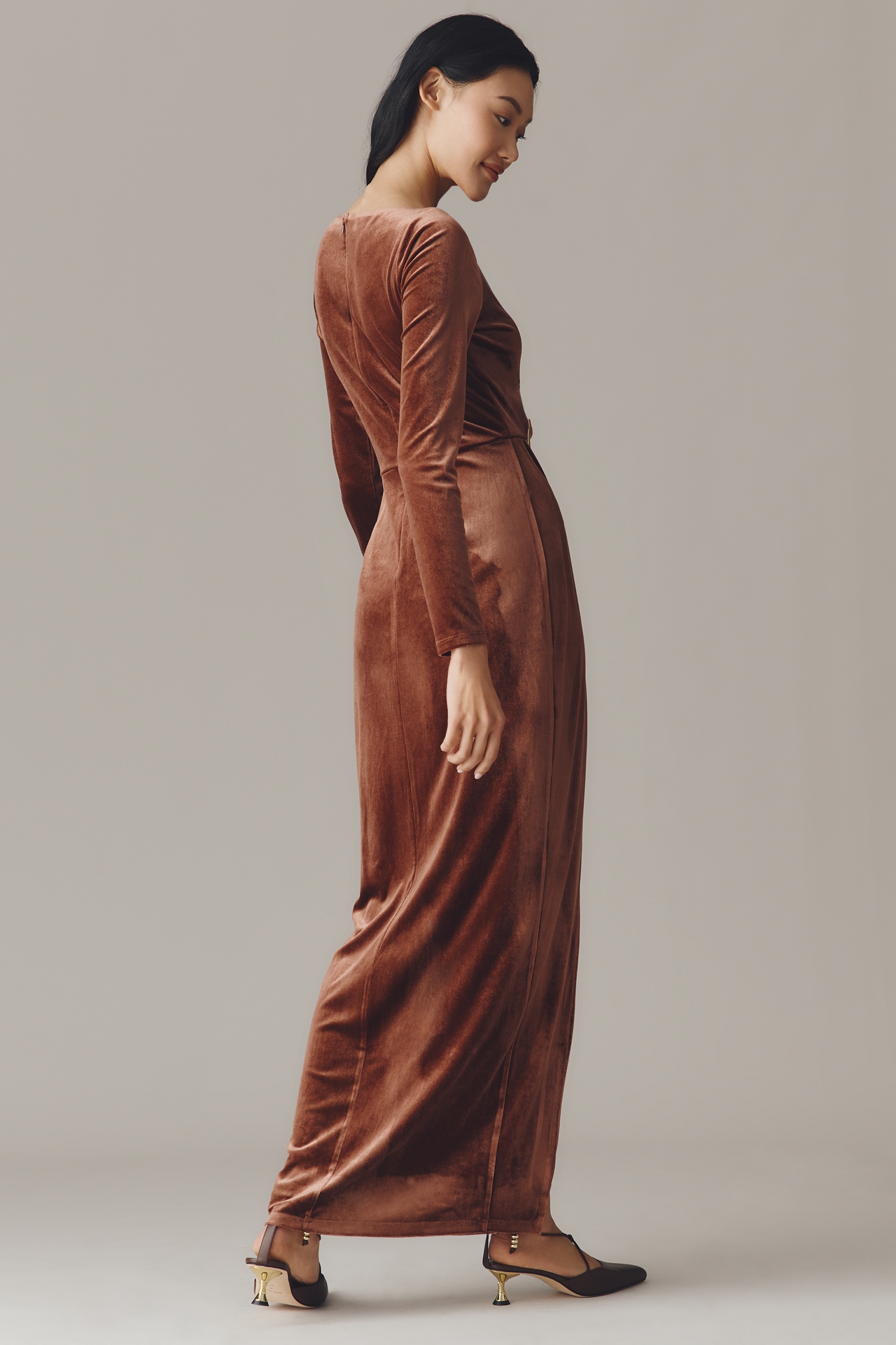 Avec Les Filles Long-Sleeve Cutout Maxi Dress