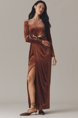 Avec Les Filles Long-Sleeve Cutout Maxi Dress