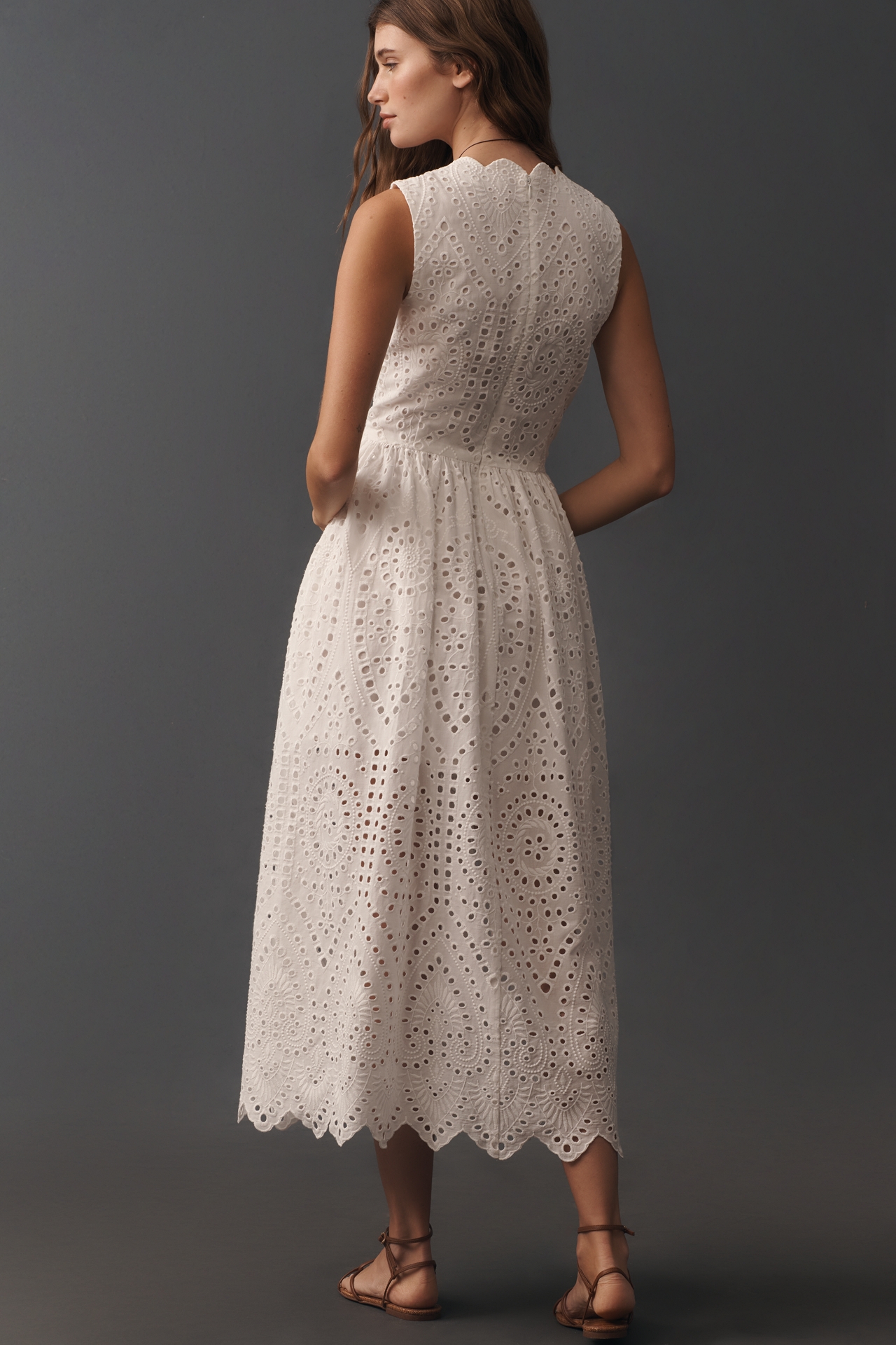 Avec Les Filles Cotton Eyelet Midi Dress