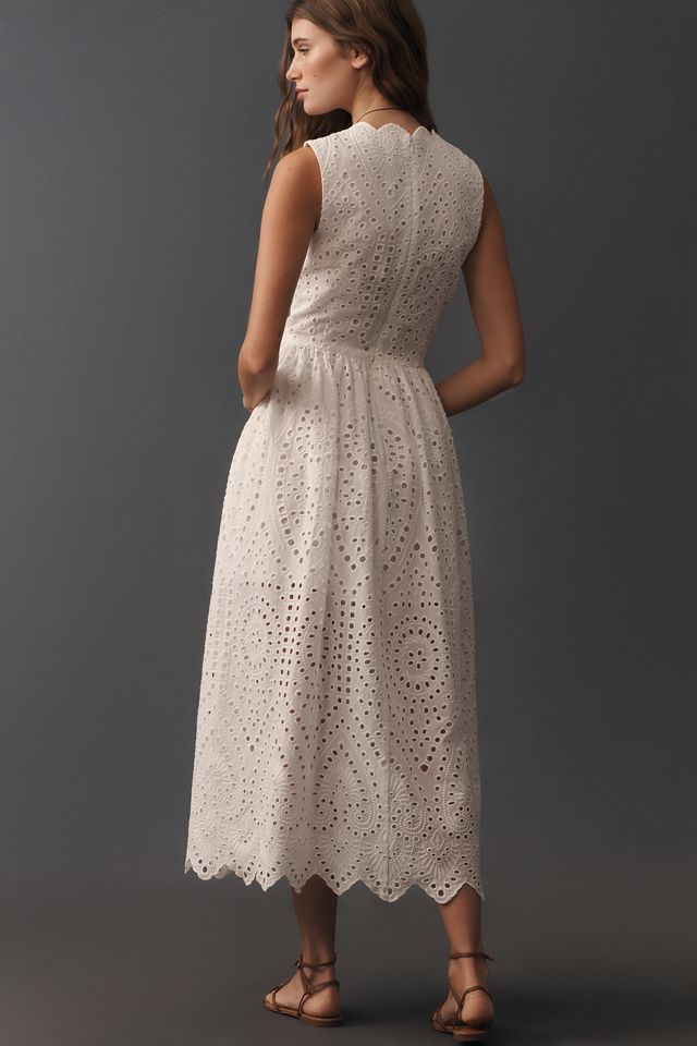white christmas dresses Dalayla Sleeveless Eyelet Maxi Dress White main image 0