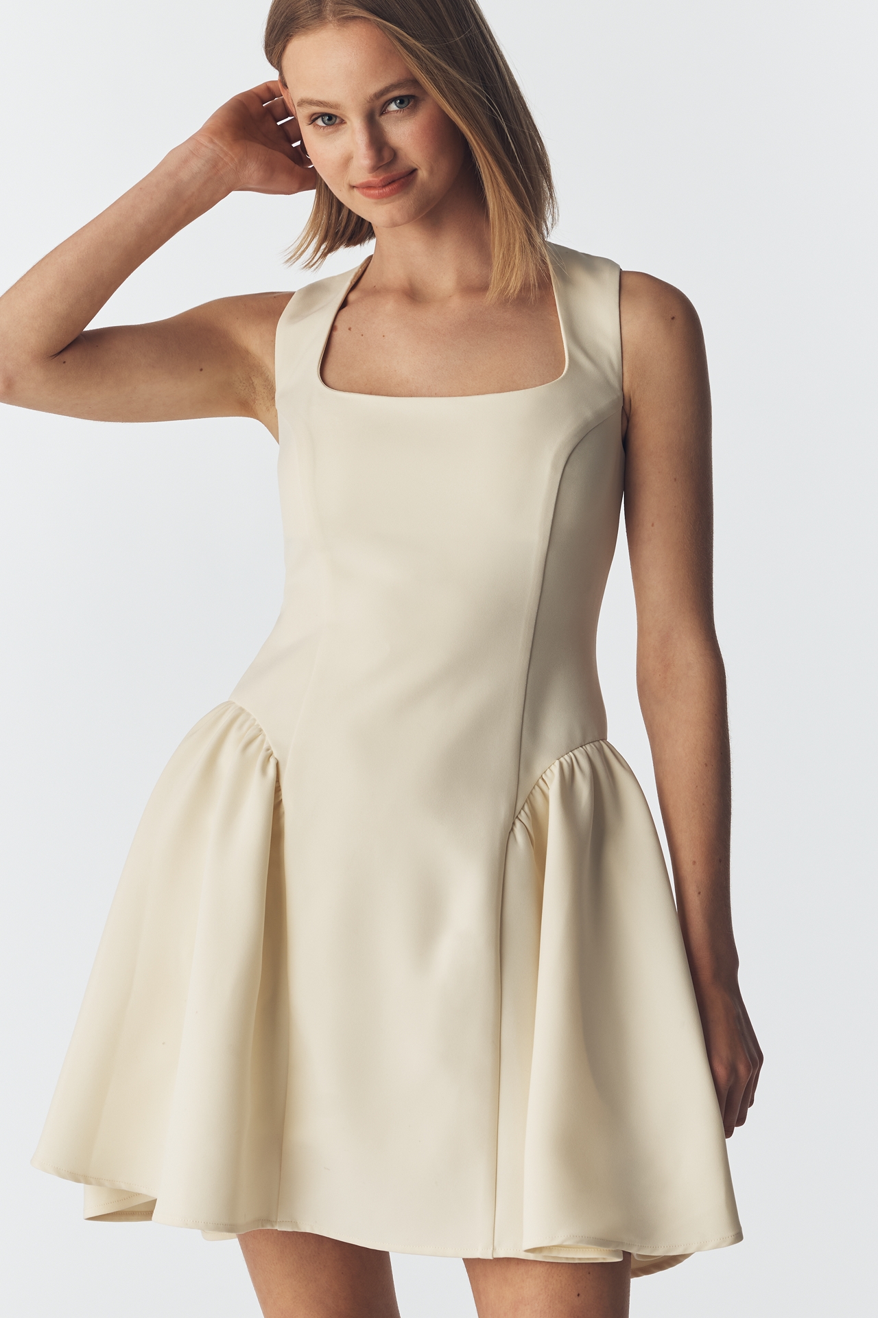 Avec Les Filles Flounce-Hem Mini Dress