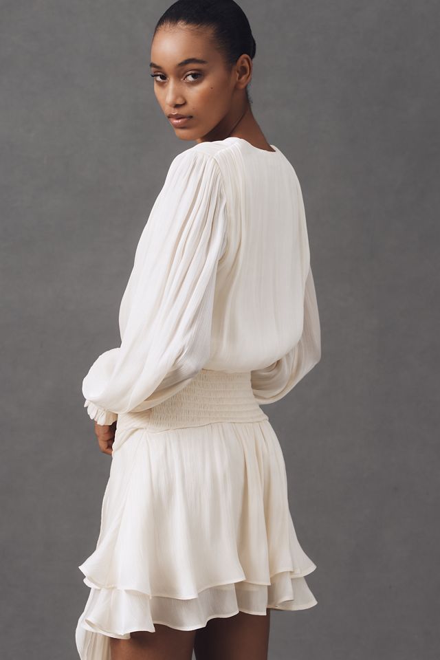 Avec Les Filles Billowy Long-Sleeve Satin Mini Dress #2