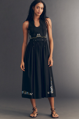 Avec Les Filles Tie-Neck Cinched Midi Dress | Anthropologie
