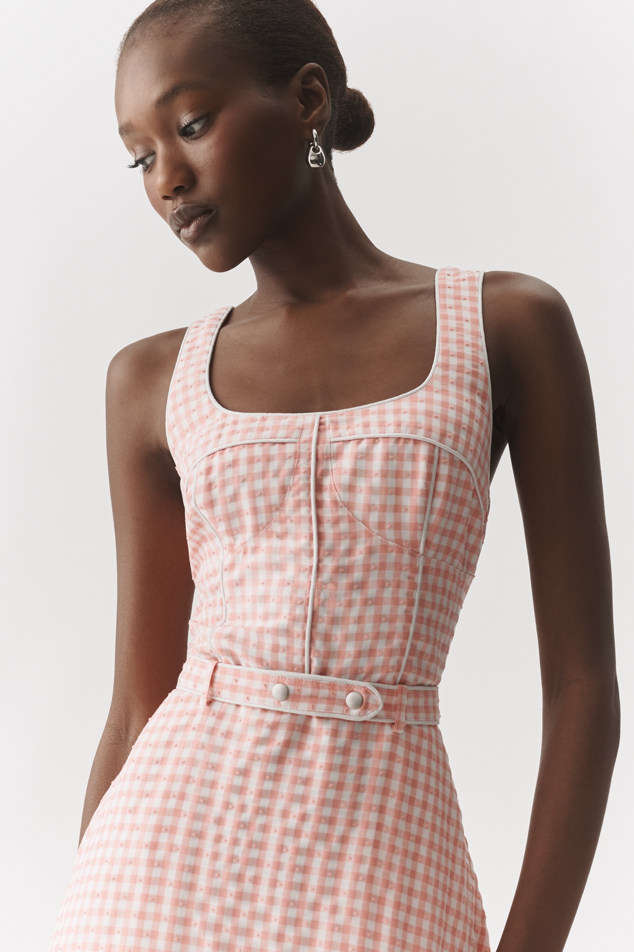 Avec Les Filles Bustier Sleeveless A-Line Midi Dress