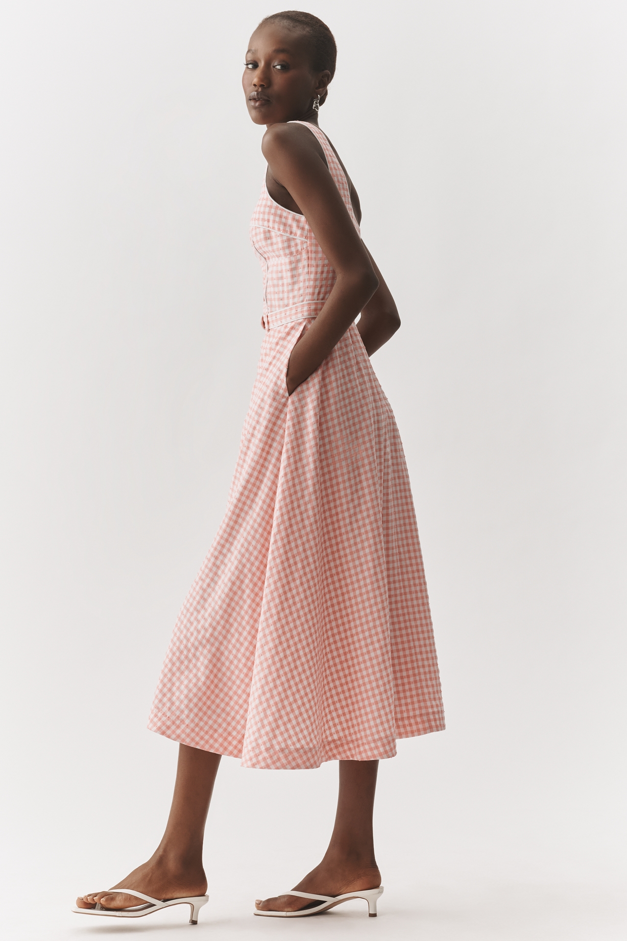 Avec Les Filles Bustier Sleeveless A-Line Midi Dress