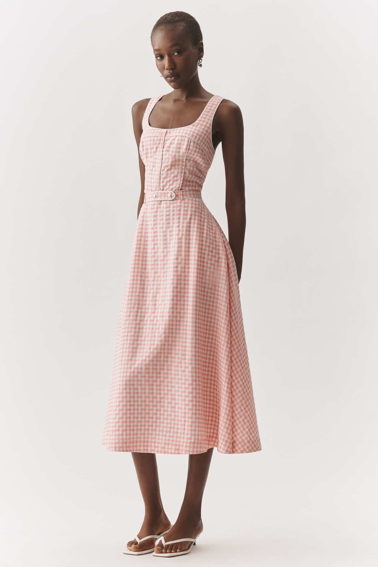Avec Les Filles Bustier Sleeveless A-Line Midi Dress