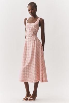 Avec Les Filles Bustier Sleeveless A-Line Midi Dress