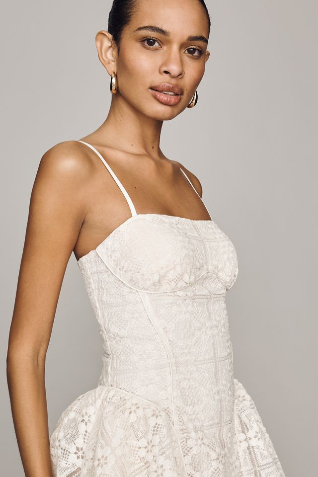 Avec Les Filles Cotton Basque Waist Mini Dress #1