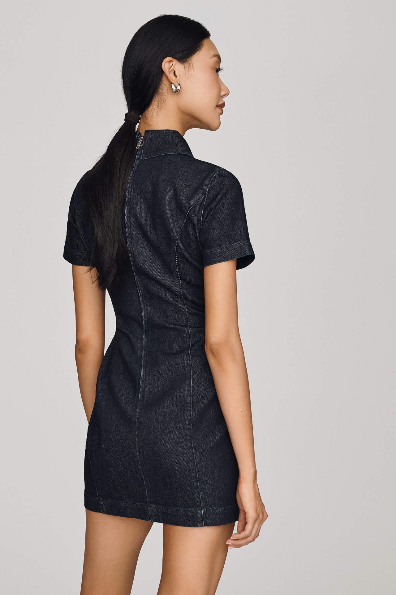 Avec Les Filles Keyhole Denim Mini Dress