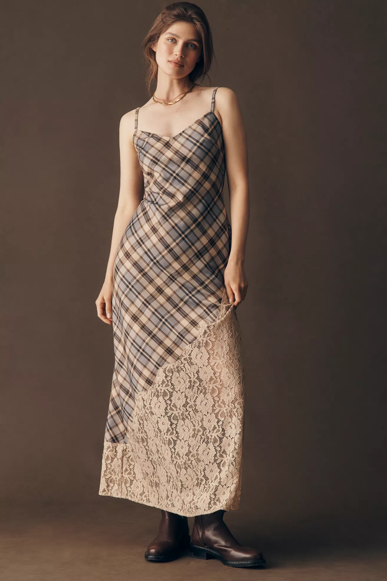Avec Les Filles Bias Lace Maxi Dress