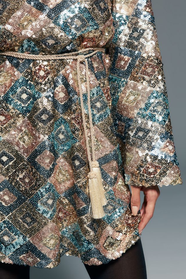 Avec Les Filles Belted Sequin Mini Dress #1
