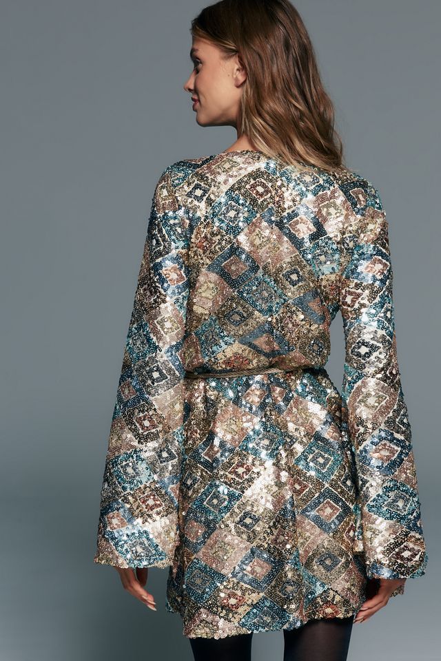 Avec Les Filles Belted Sequin Mini Dress #3