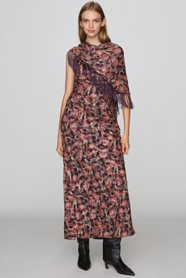 Avec Les Filles Fringed Scarf Maxi Dress