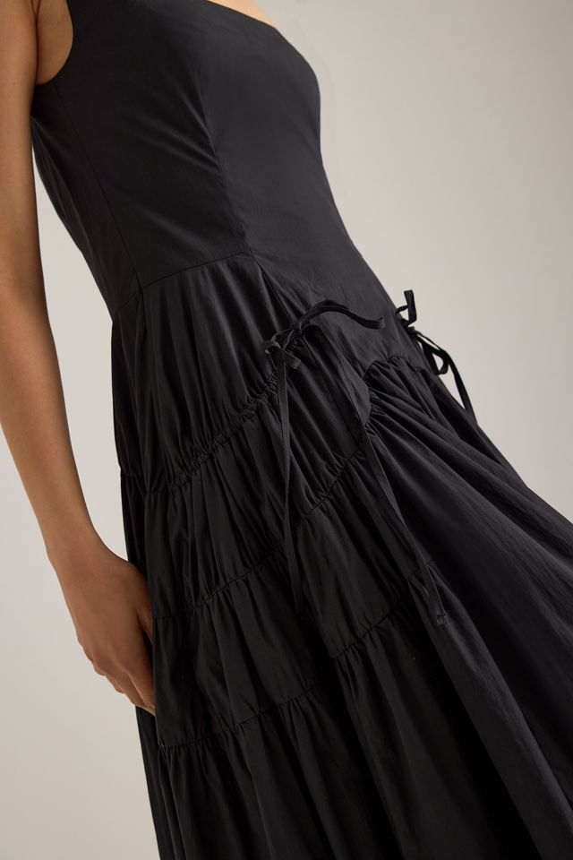By Anthropologie Ruched Bow Midi Pinafore Dress #5